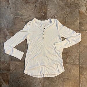Aerie Women's White Long Sleeve Top with snaps